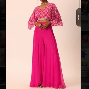 Kalki Womens Indian Pakistani Suit Set Palazzo Pants Hot Pink Custome Size XS